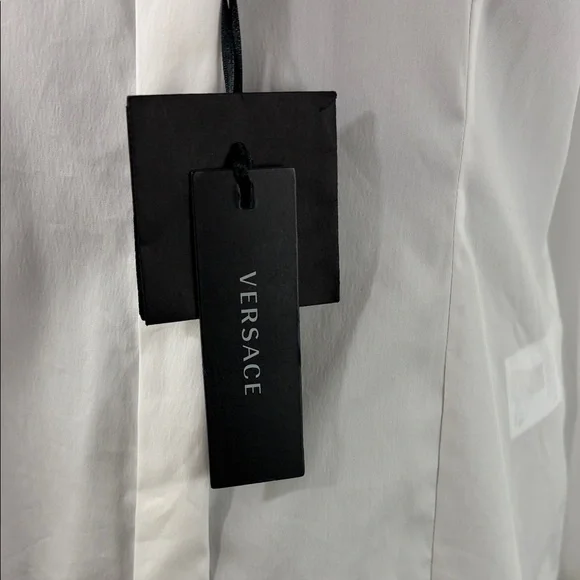 Versace White Button Down Shirt Black & Gold Stud Accents Size M EU 44 NEW COA - Picture 11 of 17